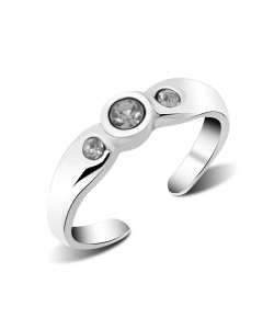 Three Stoned Silver Toe Ring TR-204